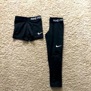 Kids Nike shorts and leggings set